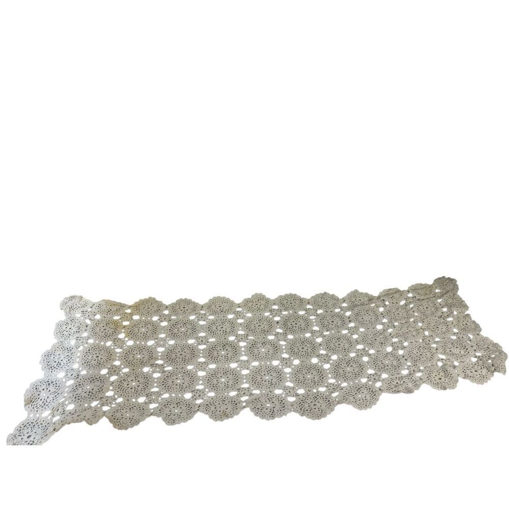 Homemade Crochet runner 32"x10"‎ (some discoloration)